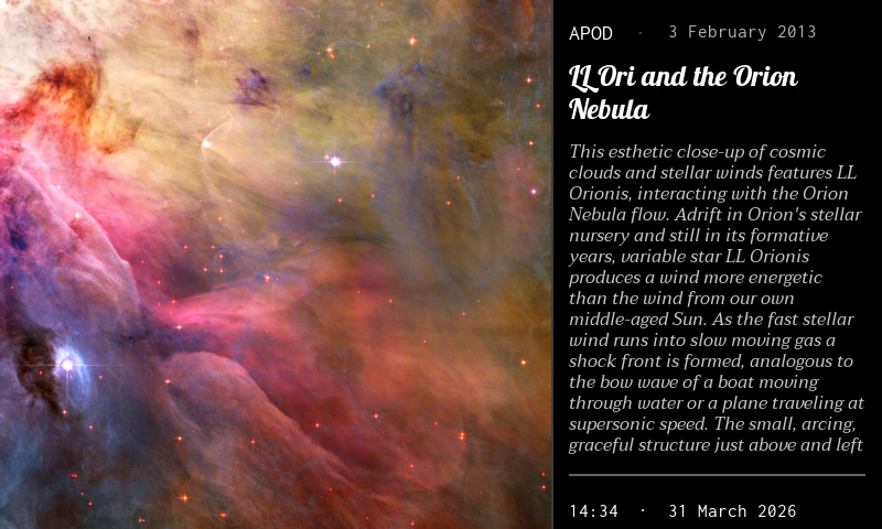 TaleVision: APOD mostra LL Orionis e la nebulosa di Orione, la foto astronomica del giorno della NASA, con la sua didascalia